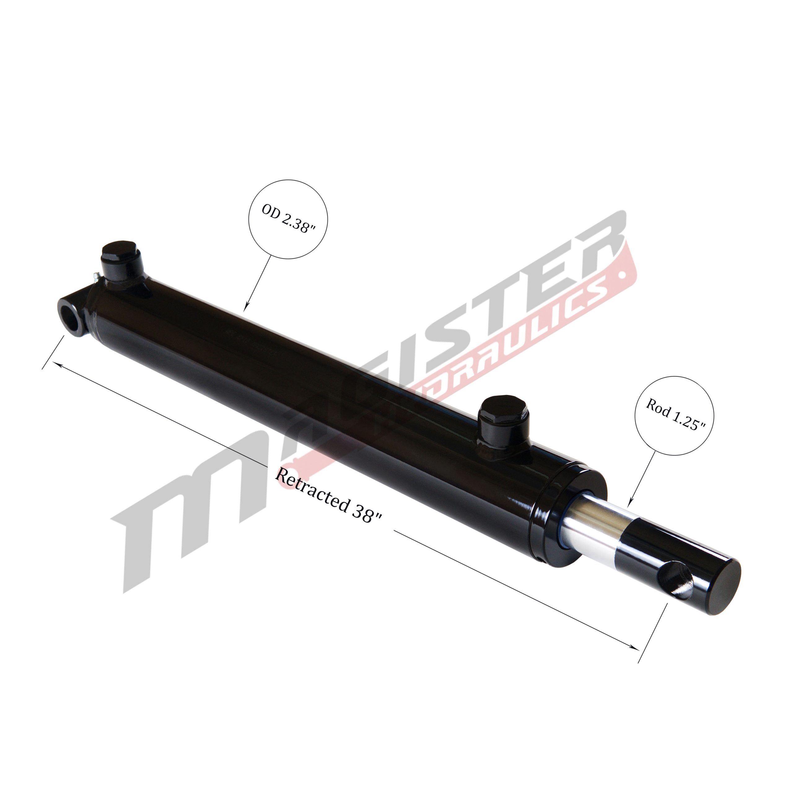 2" bore x 30" stroke pin eye hydraulic cylinder