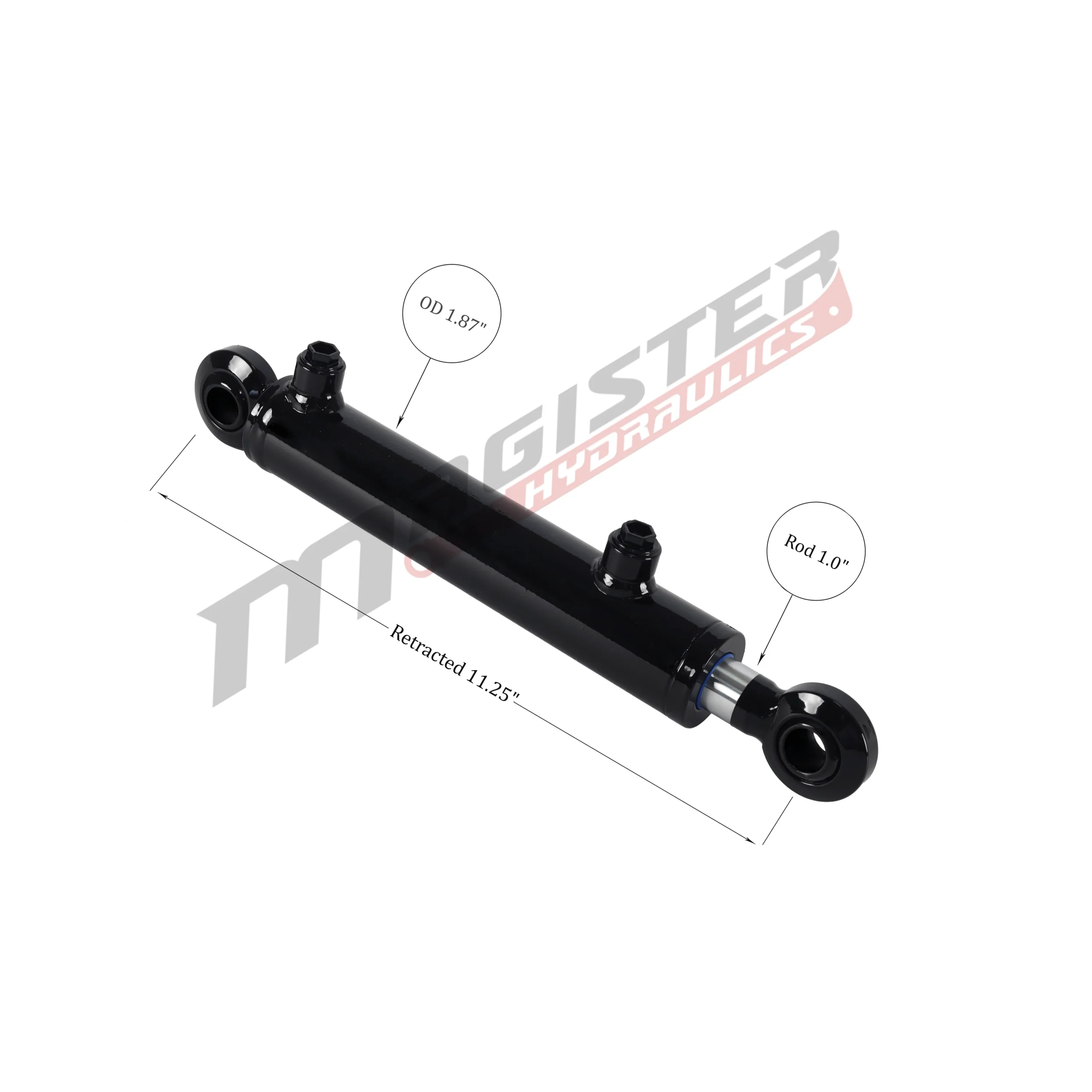 1.5" bore x 4" stroke swivel ball hydraulic cylinder