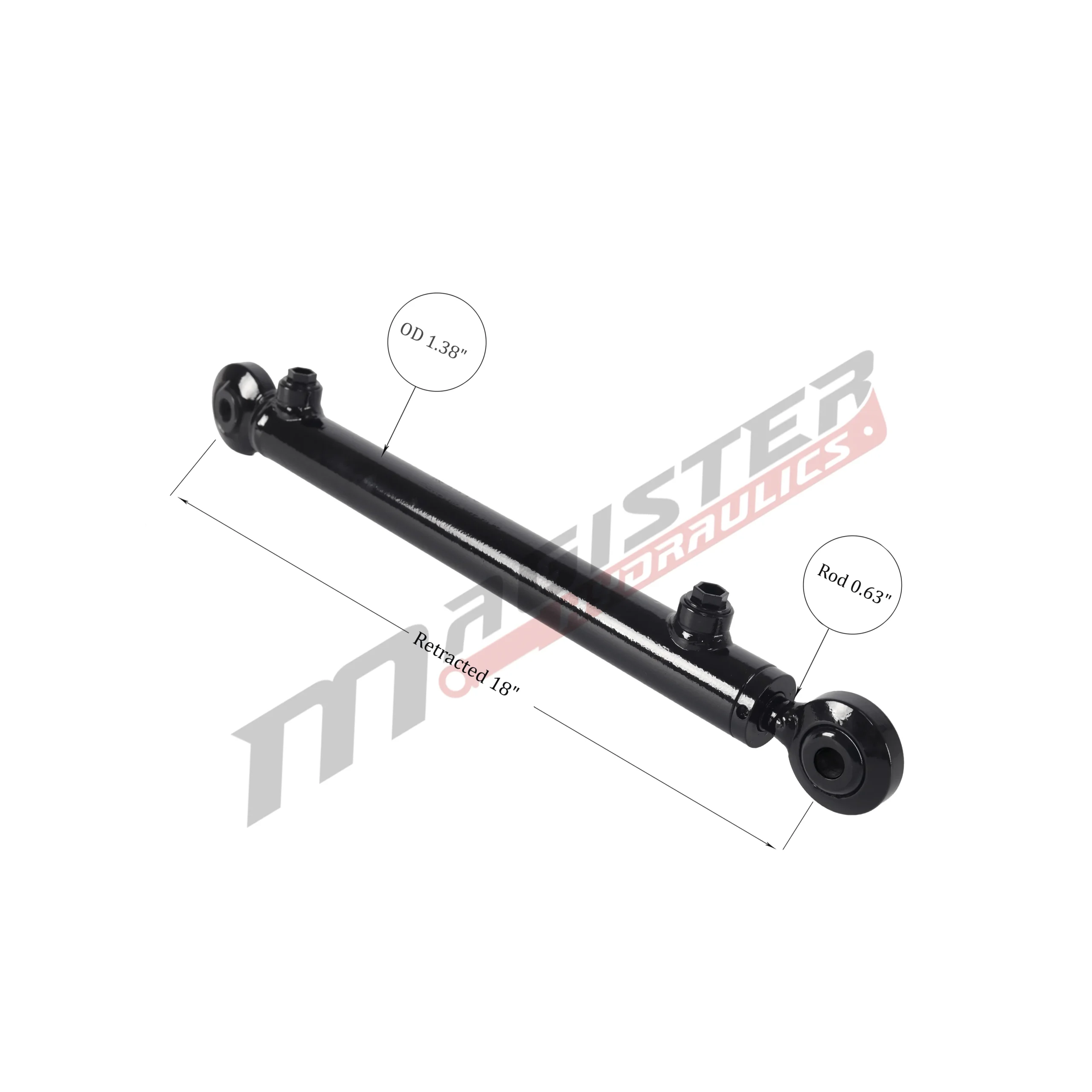 1" bore x 12" stroke swivel ball hydraulic cylinder