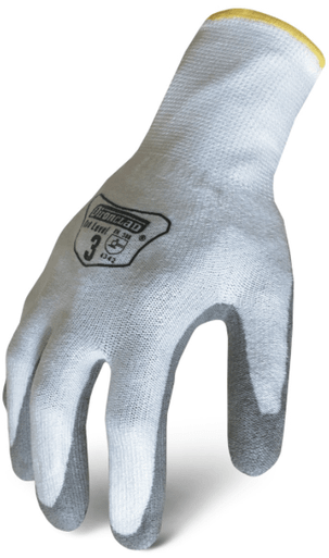 Ironclad Knit Cut 3 Gloves, Polyurethane Coated Palm, Small, White/Gray #IKC3-02-S (12 Pair)