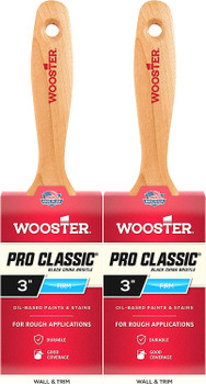 Wooster Genuine 3" Pro Classic Black China Bristle Flat Paintbrush 2-Pack # Z1104-3-2PK