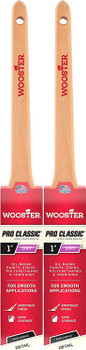 Wooster Genuine 1" Pro Classic White China Bristle Thin Angle Sash Paintbrush 2-Pack # Z1216-1-2PK