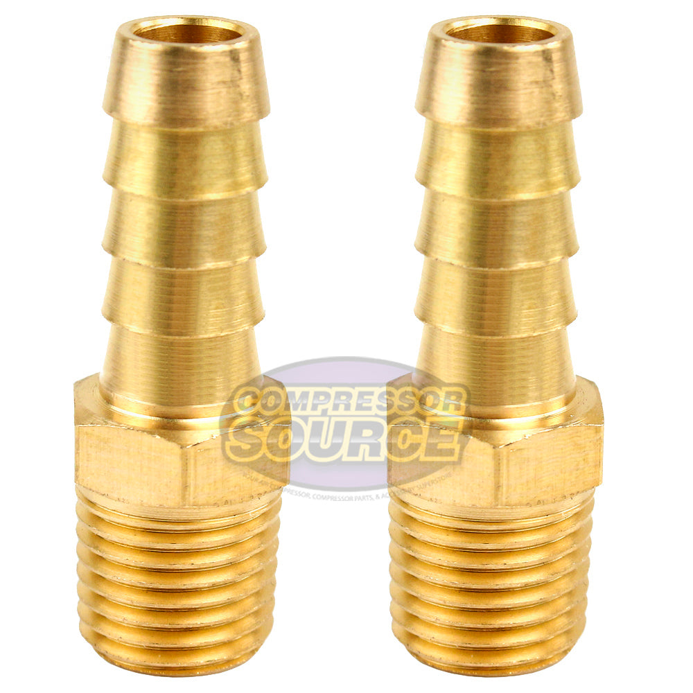 3/8" x 1/4" MNPT Brass Air Hose Barb Fitting For 3/8" Hose 220EE - 2 Pack