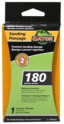 EZ123 Premium Sanding Sponge, Medium 180-Grit, 3 x 5 x 1-In.