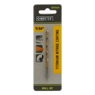11/64 x 3-1/4 In. High-Speed Steel Drill Bit, Titanium Nitride Coated