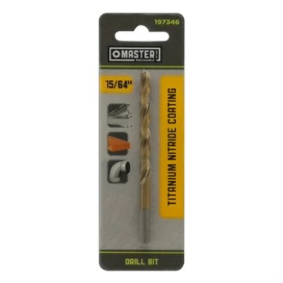 15/64 x 3-7/8 In. High-Speed Steel Drill Bit, Titanium Nitride Coated