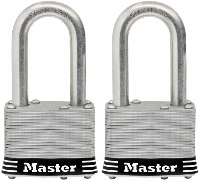 Keyed Laminated Padlocks, 1-3/4 In.,1.5-In. Long Shackle, 2-Pk.