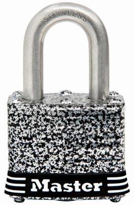 Weatherproof Laminated Keyed Padlock, Stainless Steel, 1.5-In.