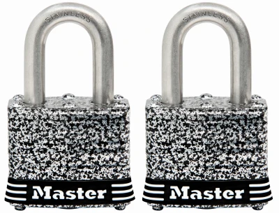 Weatherproof Laminated Keyed Padlock, Stainless Steel, 1.5-In., 2-Pk.