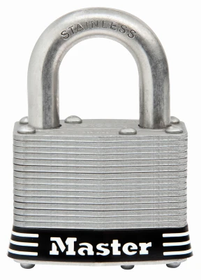 Keyed Laminated Padlock, Stainless Steel, 2-In., 1-In. Long Shackle
