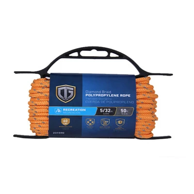 Polypropylene Rope, Reflective Orange, 5/32 In. x 50 Ft.