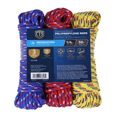 Braided Rope, 1/4 In. x 50 Ft., 3-Pk.