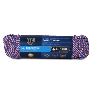 Patriot Rope, Diamond Braided Polypropylene, 3/8 In. x 100 Ft.