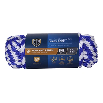 Polypropylene Derby Rope, Smooth Braided, Blue, 5/8 In. x 50 Ft.