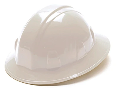 Hard Hat, Full Brim, Ratchet Adjustment, White