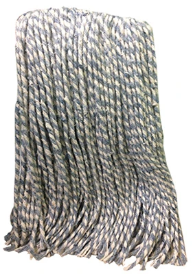 4 Ply Natural Yarn Cotton Mop Head, Cut End, Blue/White Ribbon, Green Seal Certified, 32 oz.