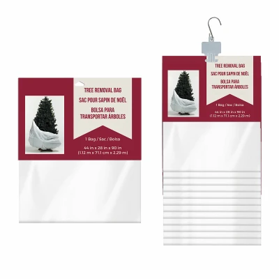 Tree Removal Bag with Clip Strip, White, 44 x 28 x 90 In.