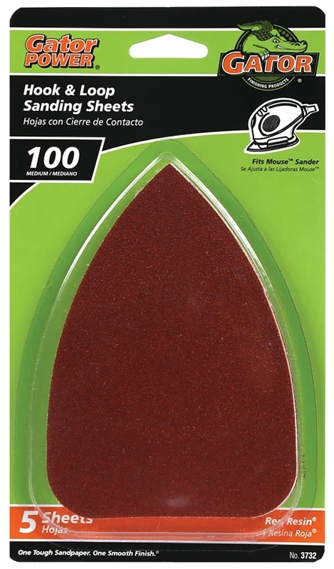 Detail Sanding Sheets, Aluminum Oxide, 100-Grit, 3.5 x 5 In., 5-Pk.