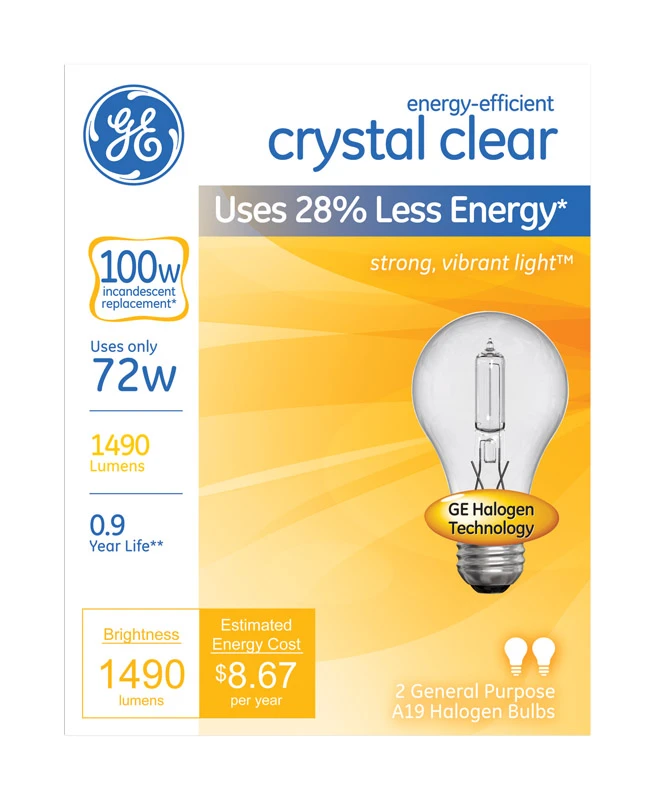 Clear Halogen Light Bulbs, 72 Watt, 2-Pk.
