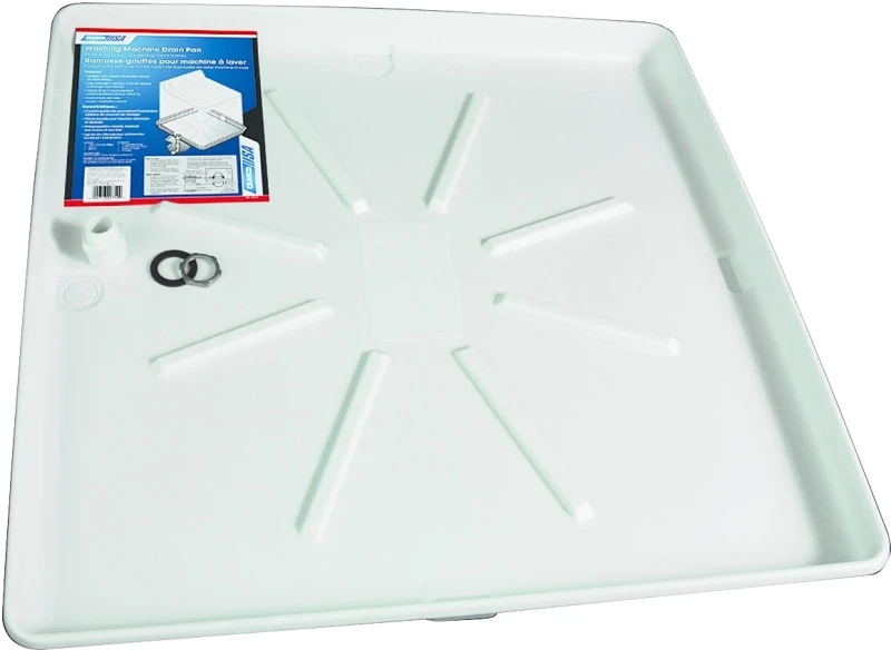Washing Machine Pan, White Polypropylene, 30 x 32-In.