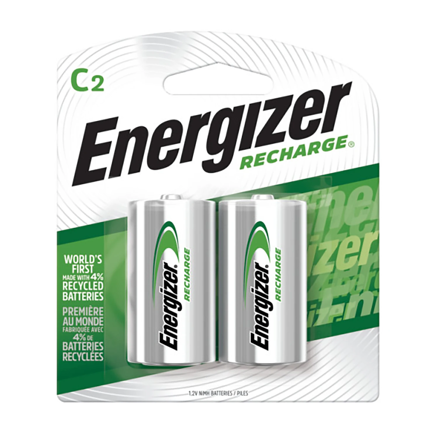 Rechargeable C Cell Batteries, 2 Pack