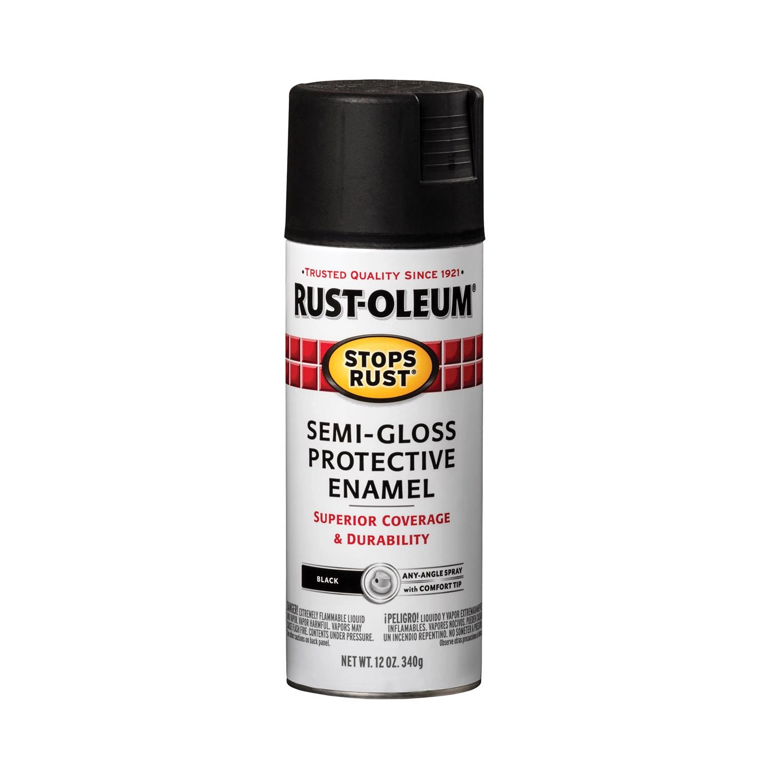Stops Rust Spray Enamel, Black Semi-Gloss, 12-oz.