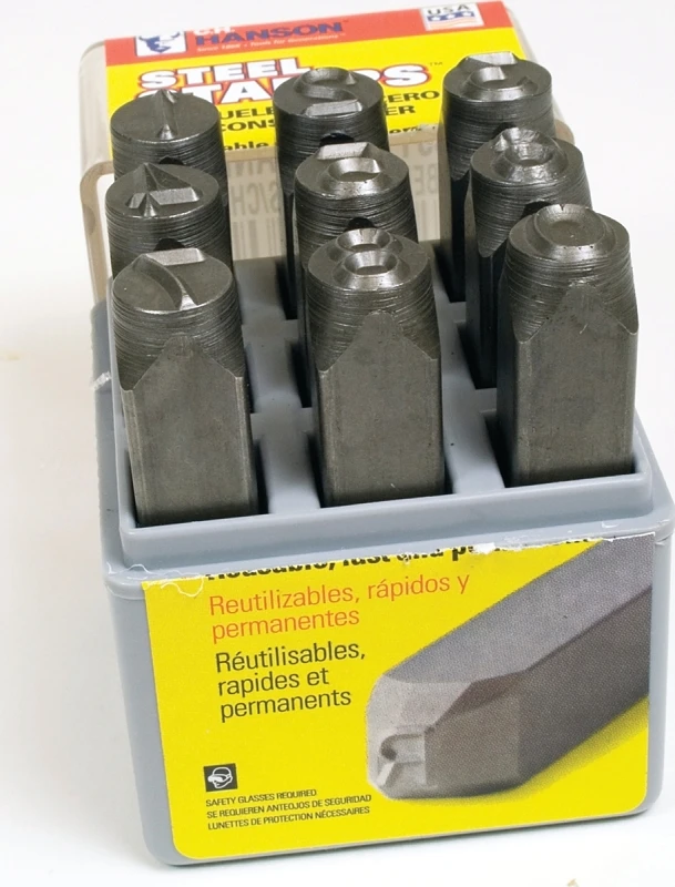 Number Stamp Set, Steel, 1/8 In., 9-Pc.