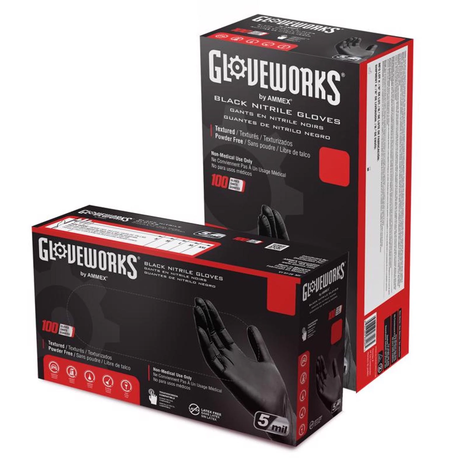 Nitrile Industrial Work Gloves, Powder-Free, Black, Men's XL, 100-Ct.