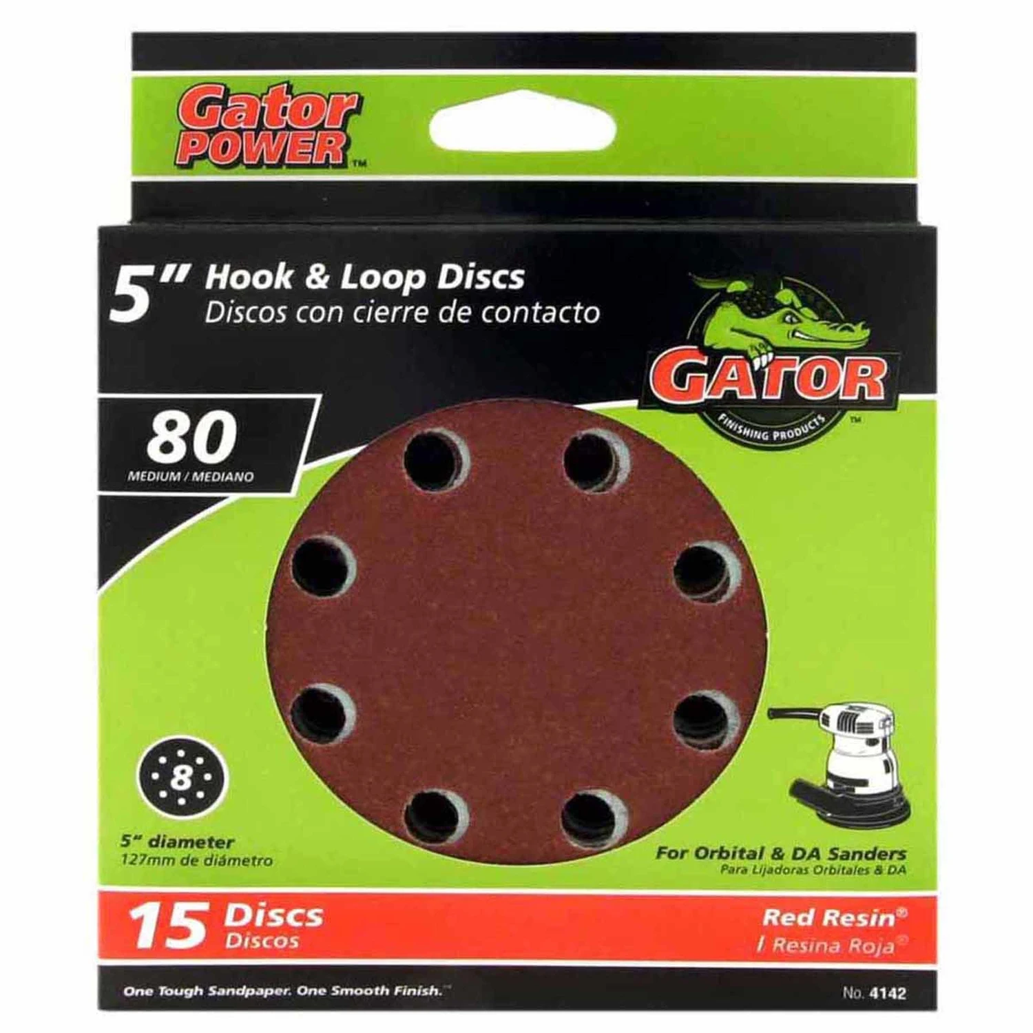Sanding Discs, Aluminum Oxide, Red Resin, 80-Grit, 5 In., 8-Hole, 15-Pk.