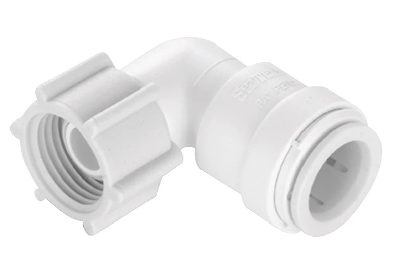 PEX Quick Connect Swivel Pipe Elbow, 3/8 x 1/2 In. Copper Tube