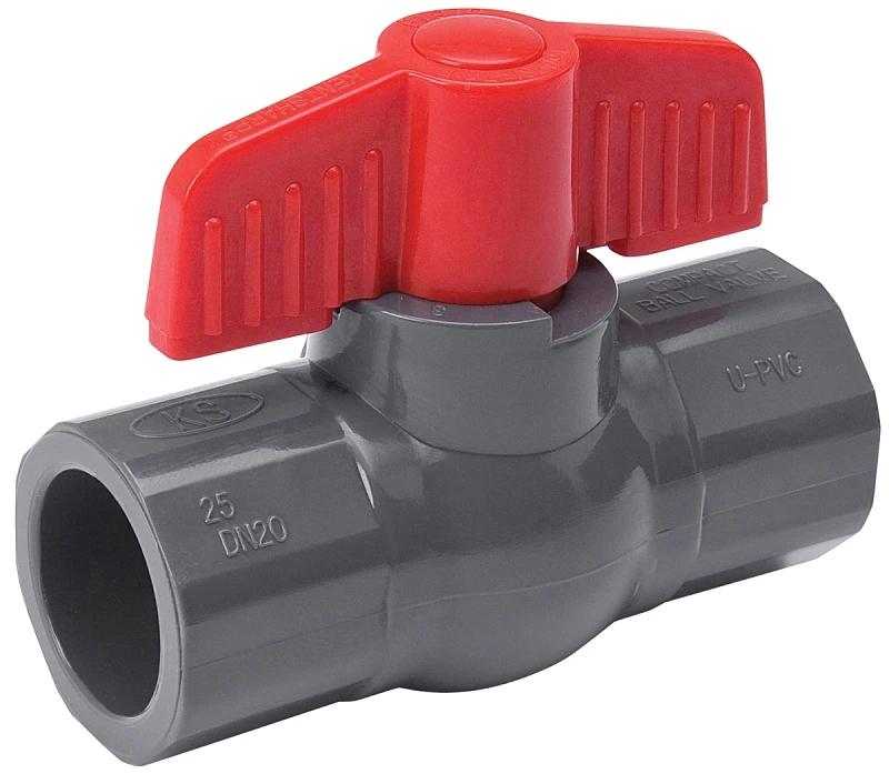Solvent Ball Valve, Gray PVC, 2 In.
