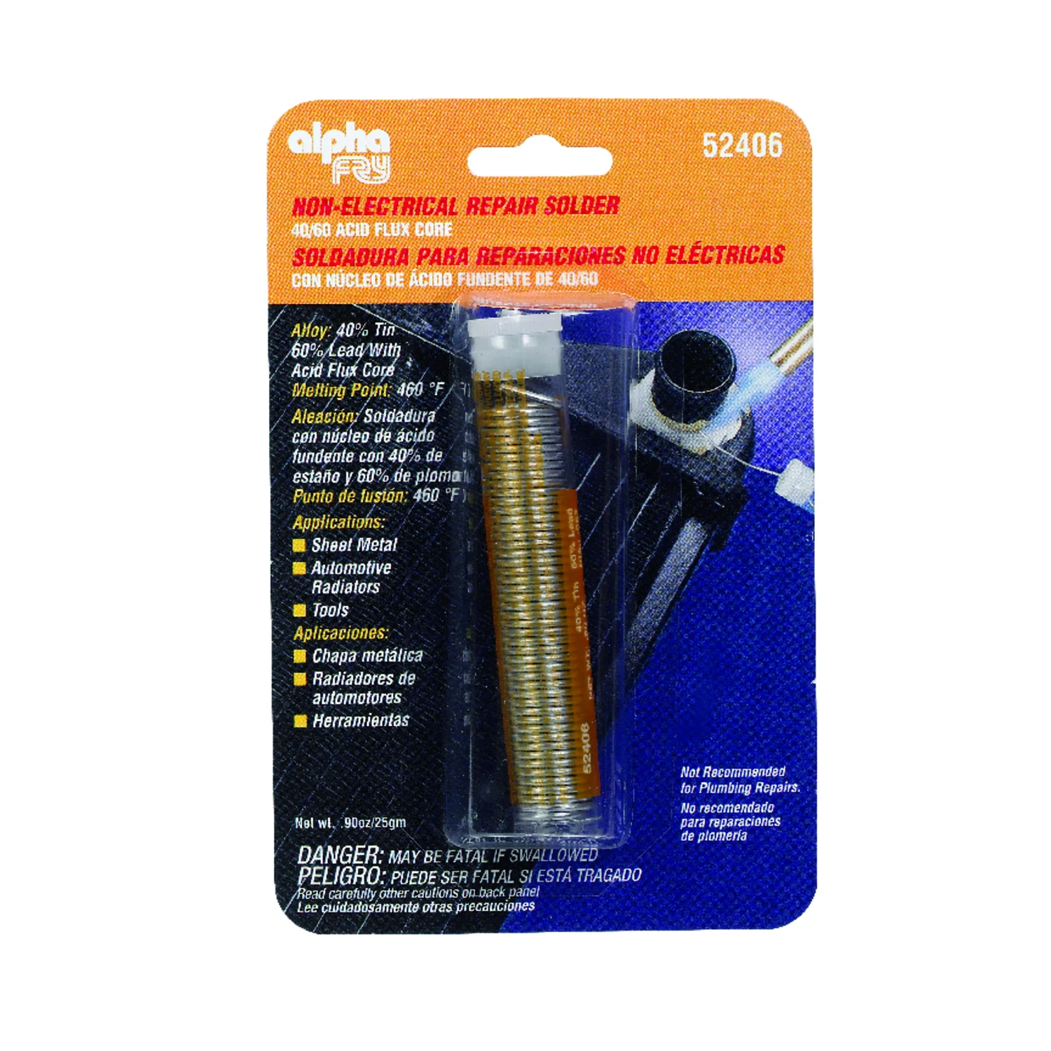 Leaded Non-Electrical Solder, 0.9-oz., .062-Diameter