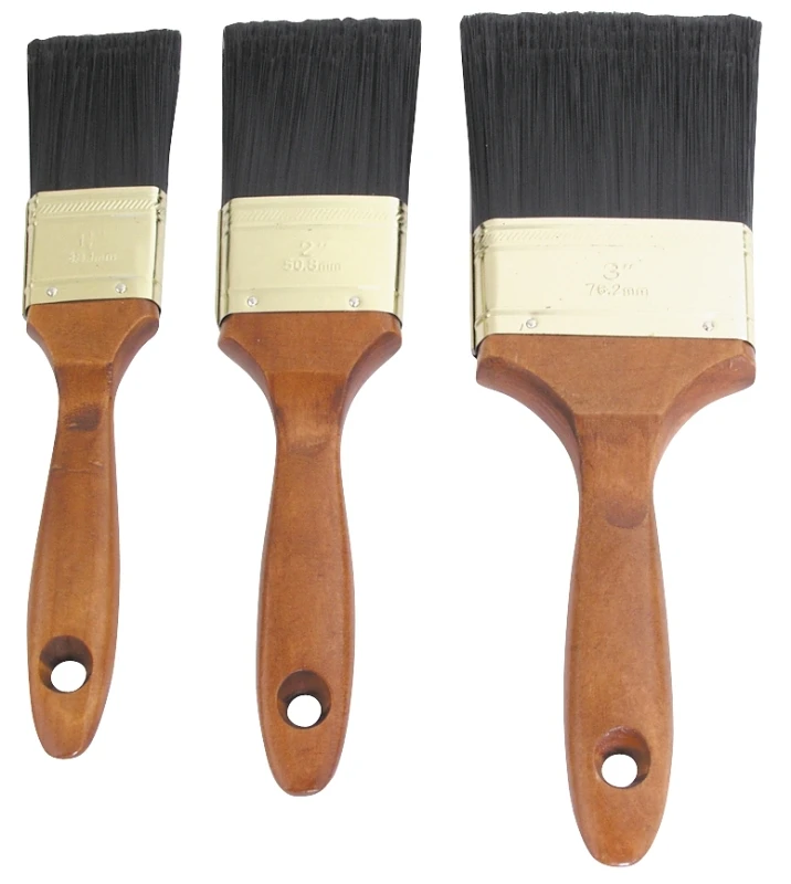 3-piece Wood Handle Paint Brush Set - Model A 22500 For Interior And Exterior Use