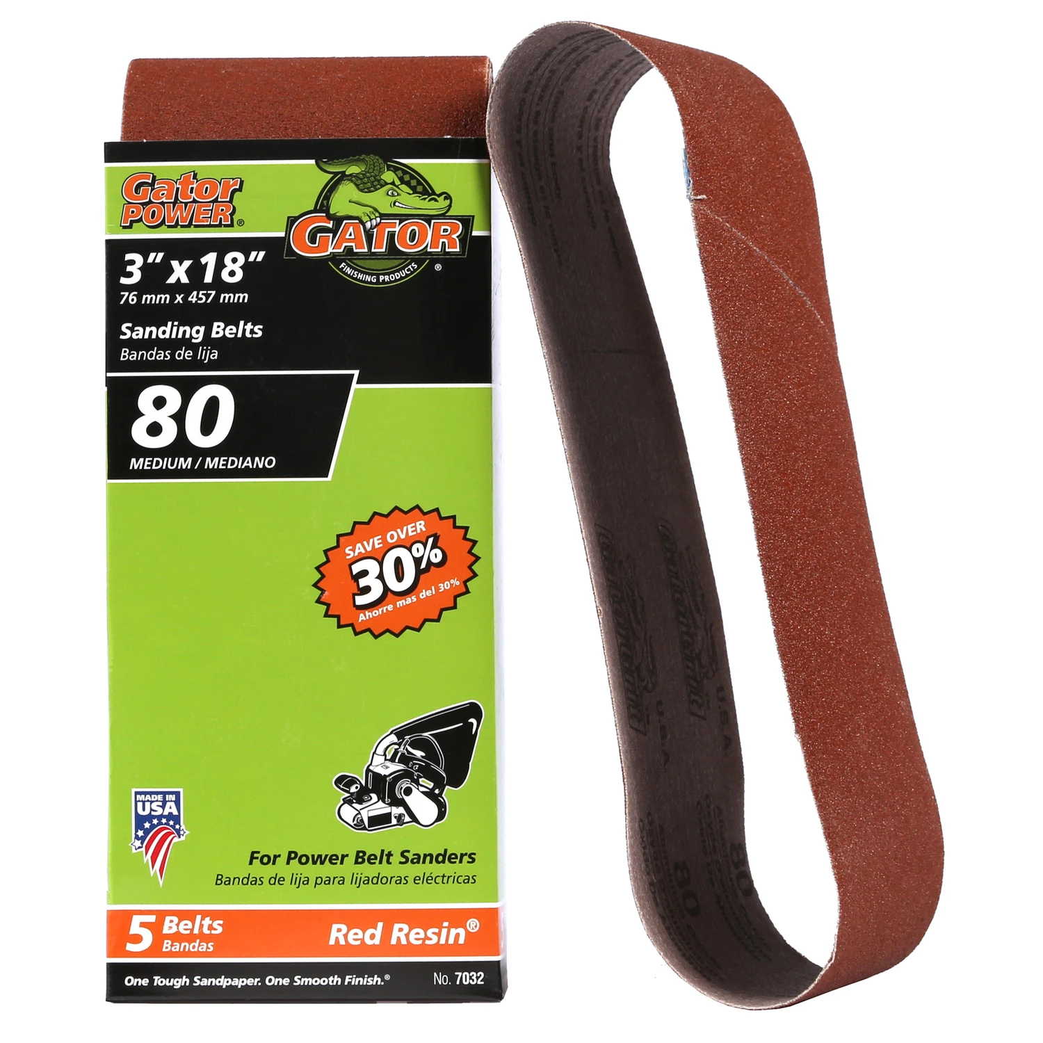 Sanding Belt, Aluminum Oxide, 80-Grit, 3 x 18 In., 5-Pk.