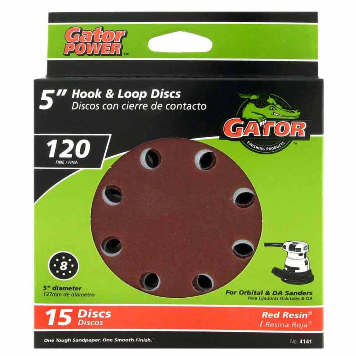 Sanding Discs, Aluminum Oxide, Red Resin, 120-Grit, 5 In., 8-Hole, 15-Pk.