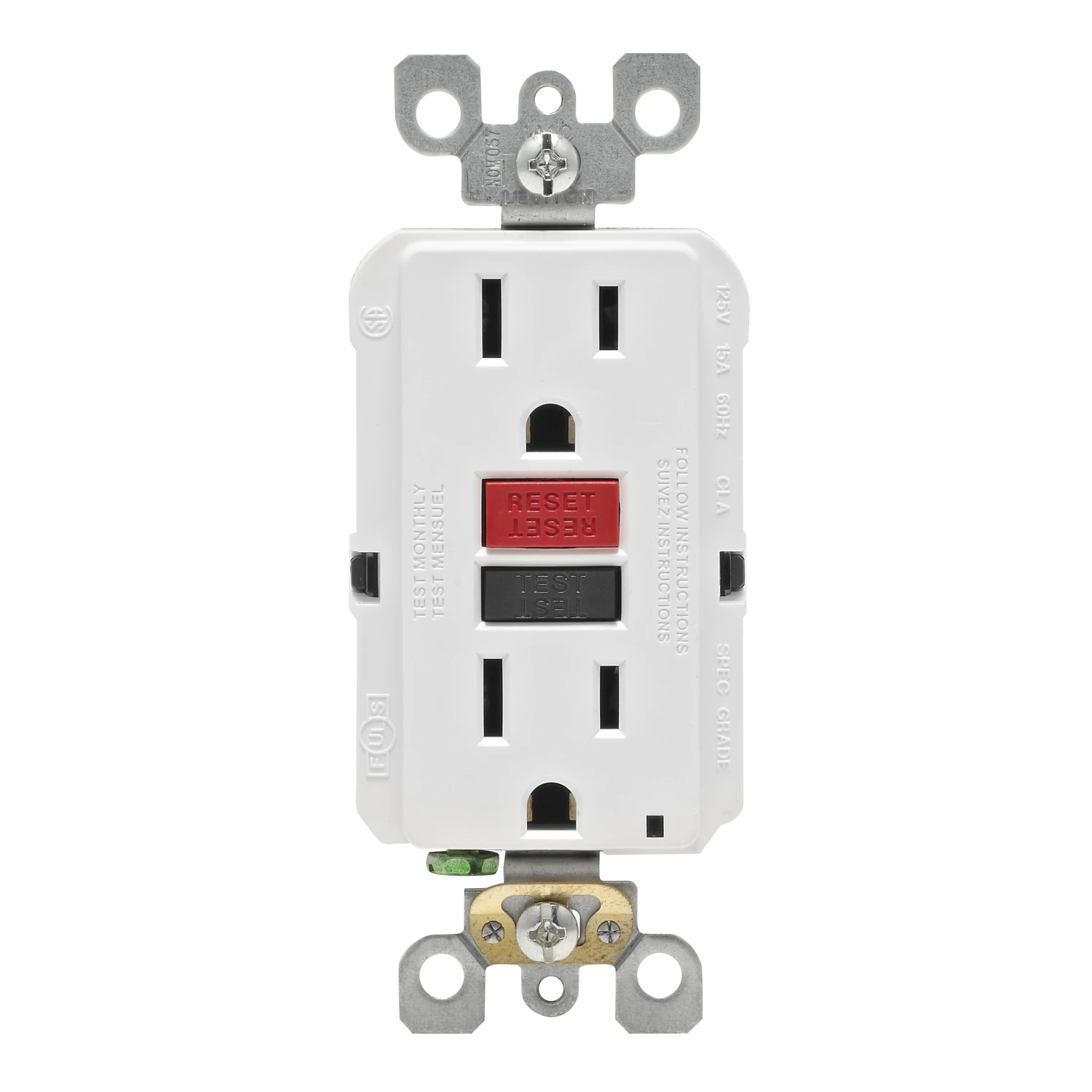 SmartLock GFCI Duplex Outlet, Commercial Grade, White, 125-Volt, 15-Amp