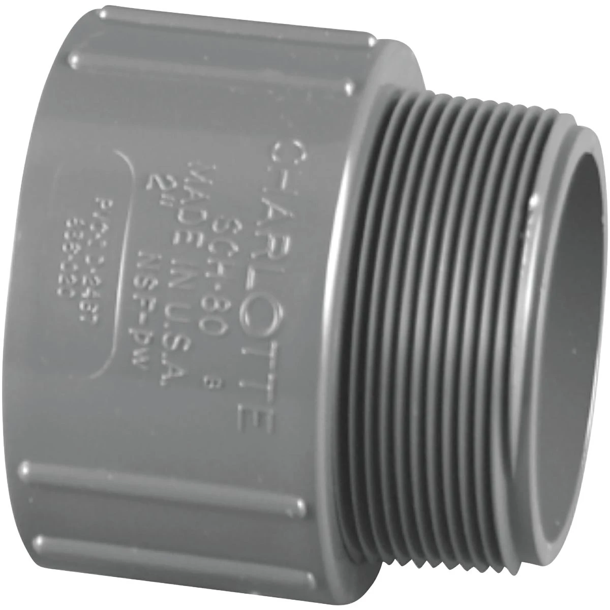 Schedule 80 PVC MPT Adapter, Gray, Slip x MT, 1-1/2 In.