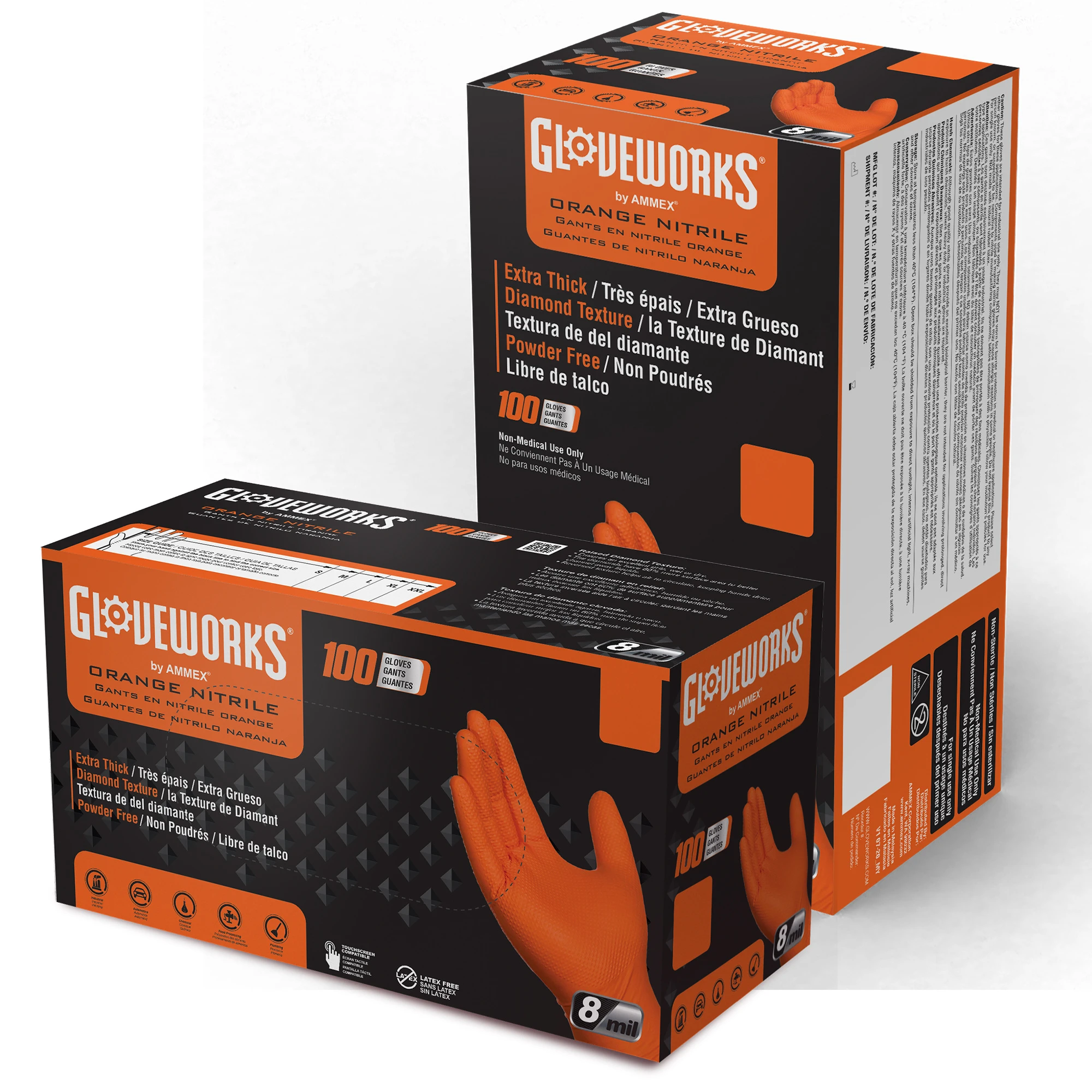 Nitrile Gloves, Heavy-Duty, Orange, XL, 100-Ct.