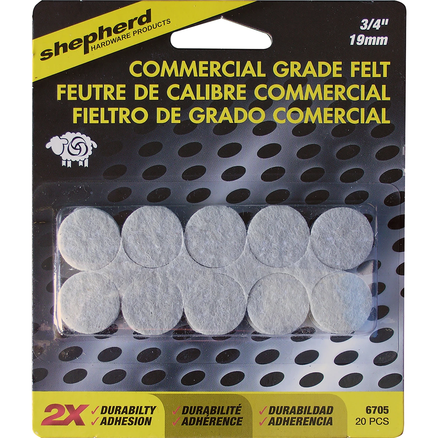 Self Adhesive Felt Pads, 3/4-In., Round, Gray, Extra Heavy-Duty, 20-Pk