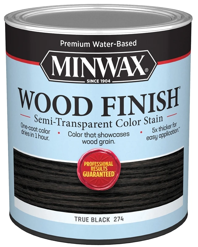 Wood Finish Stain, Water-Based, Semi-Transparent, True Black, 1-Qt.