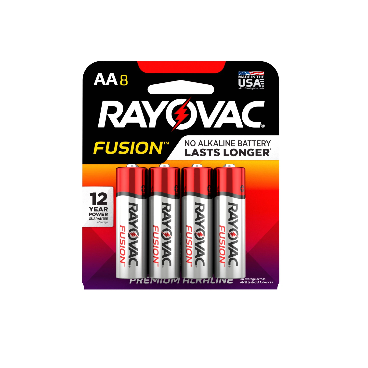 Fusion AA (Double A) Alkaline Batteries, 8 Pack