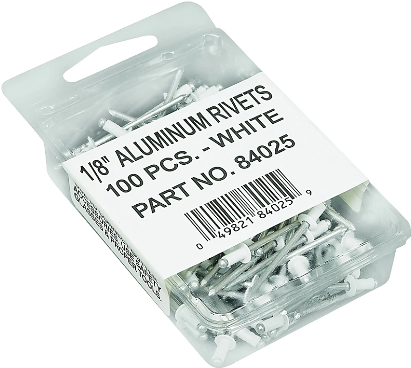 Gutter Rivets, White Aluminum, 1/8 In., 100-Pc.