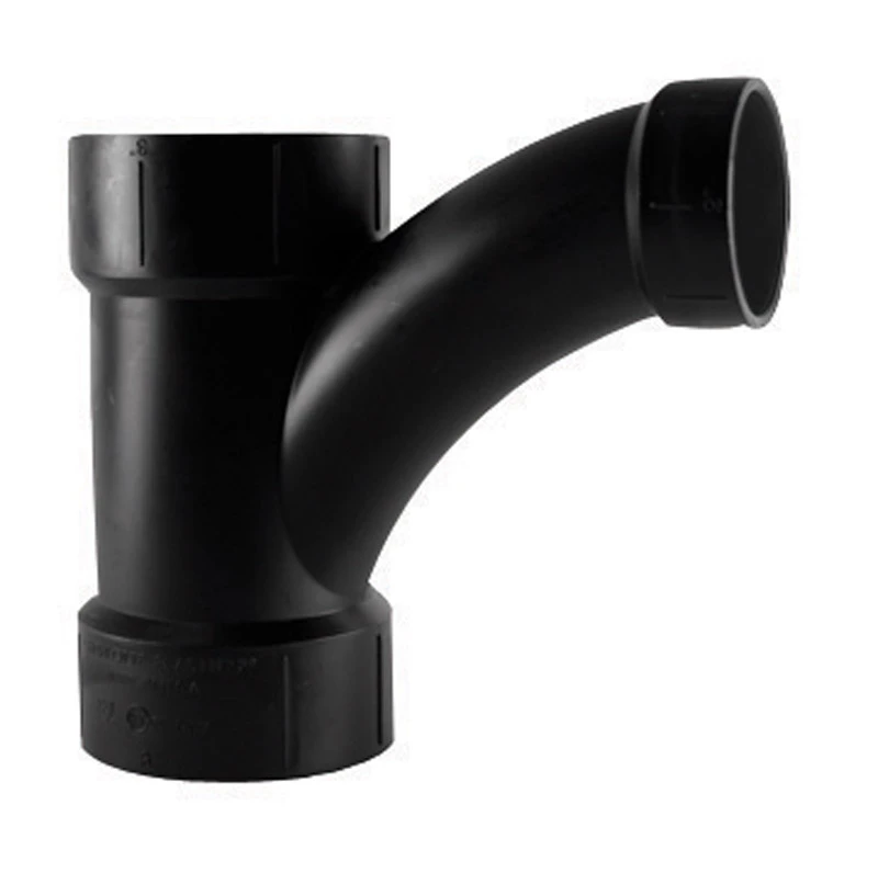 ABS/DWV Long Turn Tee Wye, Hub x Hub x Hub, 3 x 3 x 1-1/2 In.