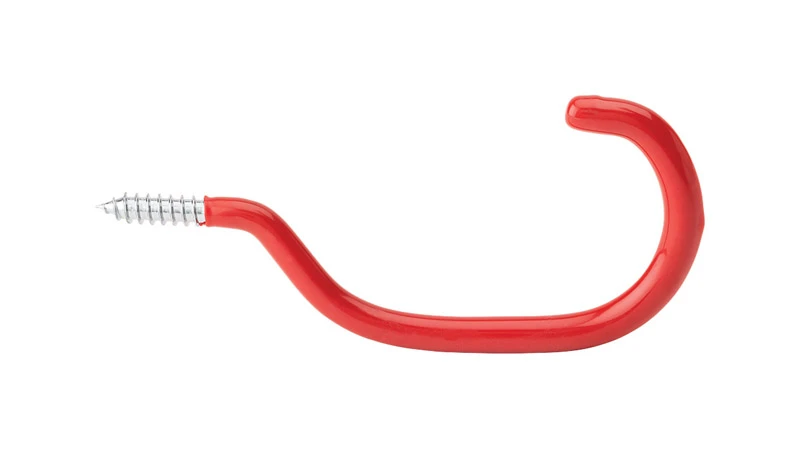 Bike Hook, Red, Vinyl Coated, 6.5 In.