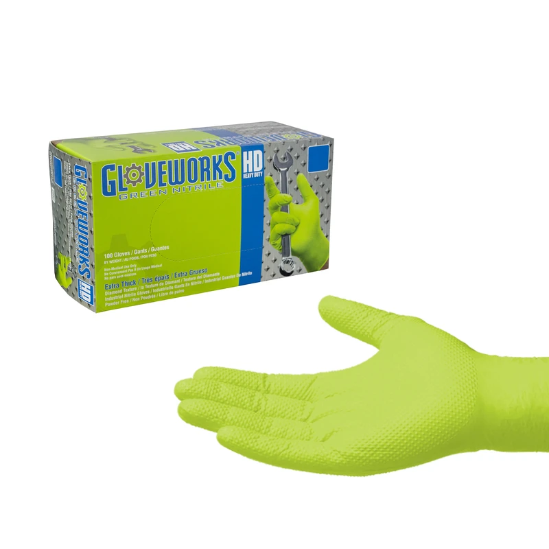 Nitrile Gloves, Heavy-Duty, Green, Large, 100-Ct.