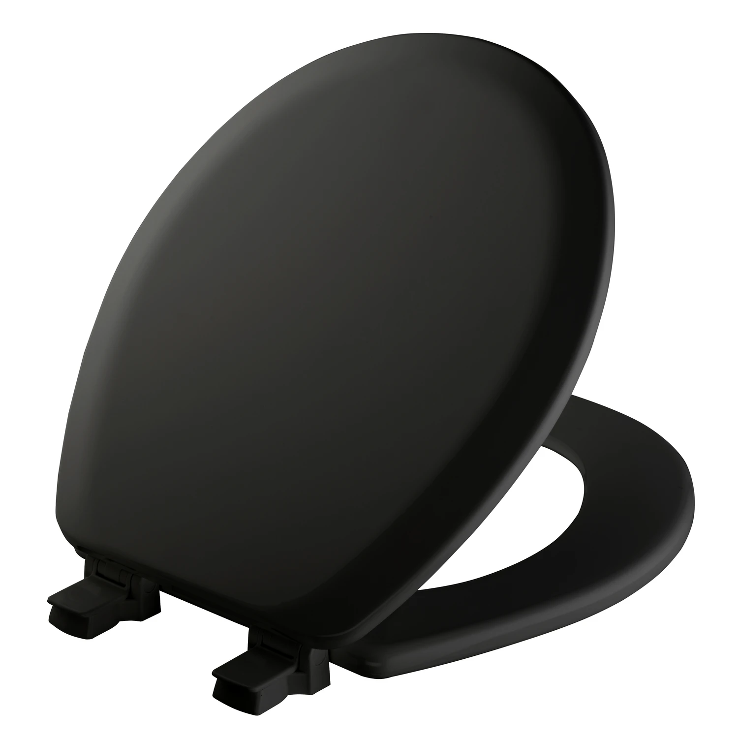 Round Molded Wood Toilet Seat, Easy-Clean & Change Hinge, STA-TITE, Black Wood