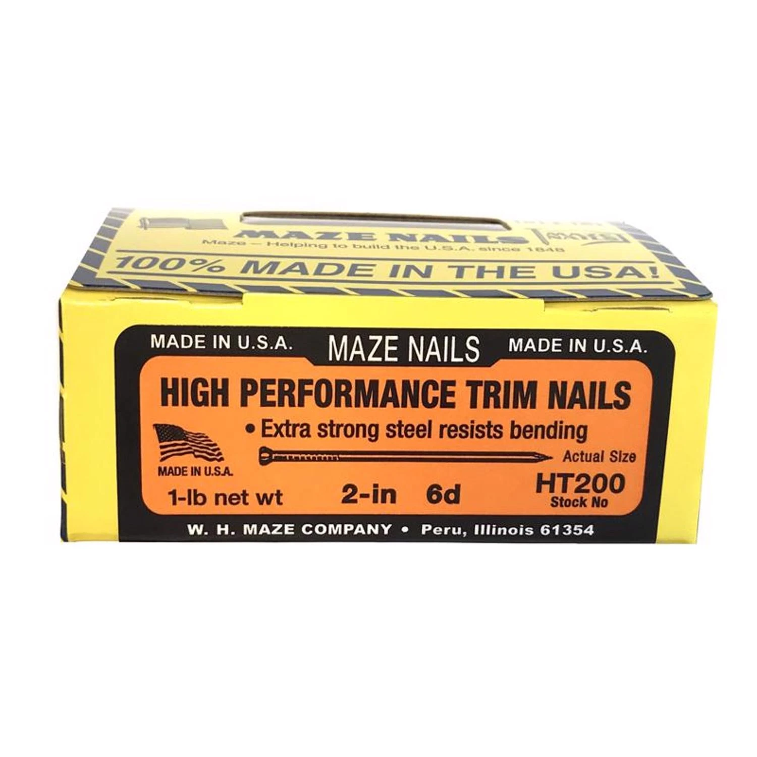Hardwood Trim Nails, Slim Diameter, Carbon Steel Wire, 2 In., 1 Lb.