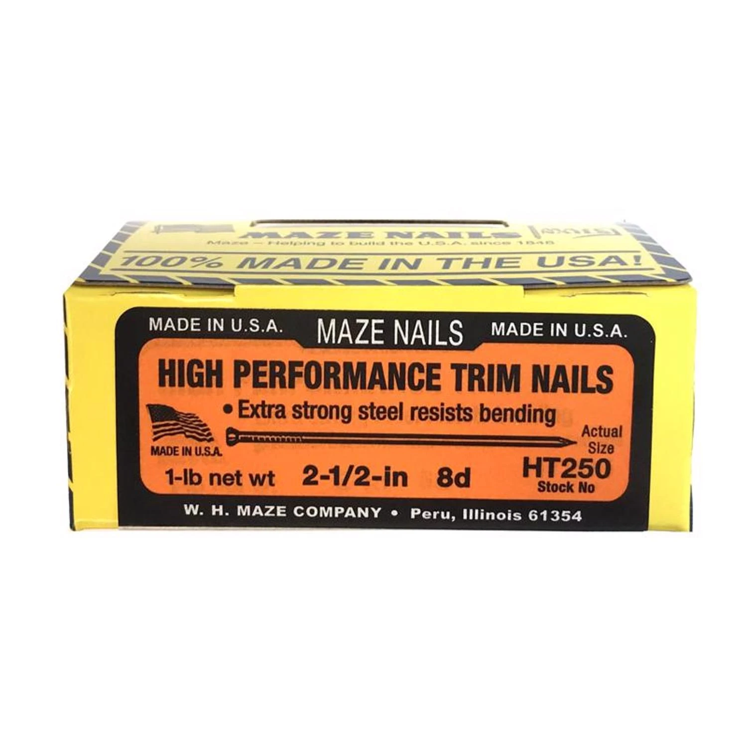 Hardwood Trim Nails, Slim Diameter, Carbon Steel Wire, 2-1/2 In., 1 Lb.