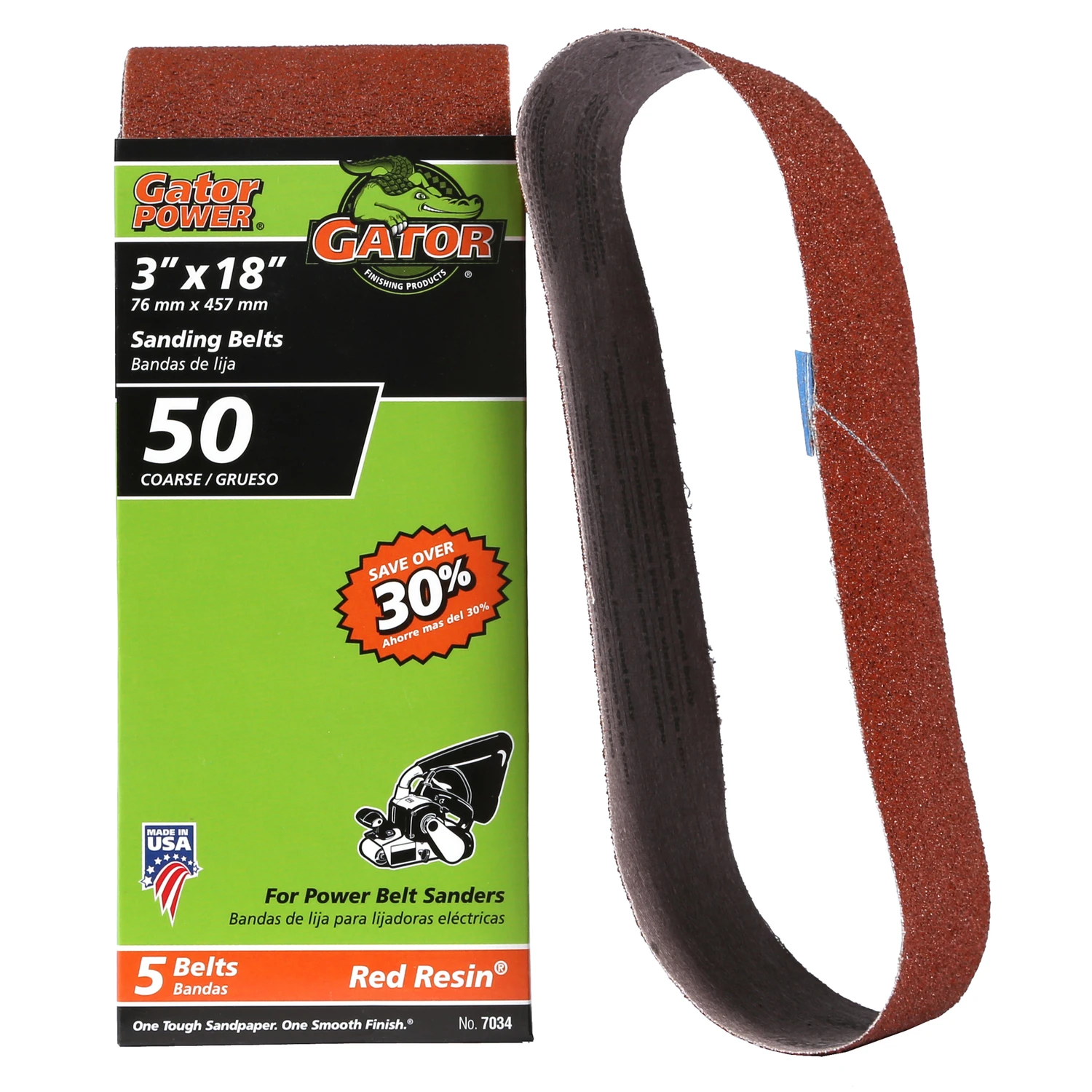 Sanding Belt, Aluminum Oxide, 50-Grit, 3 x 18 In., 5-Pk.
