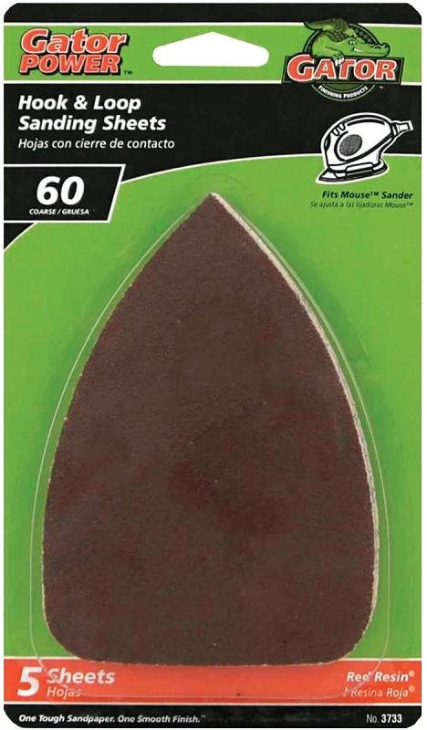 Detail Sanding Sheets, Aluminum Oxide, 60-Grit, 3.5 x 5 In., 5-Pk.